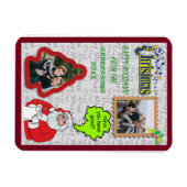 クリスマスサンタ&ツリー追加2枚の写真の休日 マグネット (横)