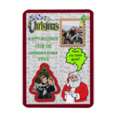 クリスマスサンタ&ツリー追加2枚の写真の休日 マグネット (縦)