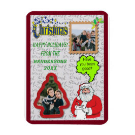 クリスマスサンタ&ツリー追加2枚の写真の休日 マグネット