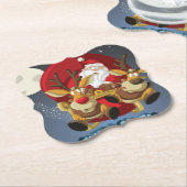 クリスマスサンタ&トナカイ紙コースター ペーパーコースター (アングル)