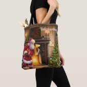 クリスマスサンタ トートバッグ (クローズアップ)