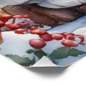 クリスマスサンタ&バニー自然イラストレーション ポスター (コーナー)