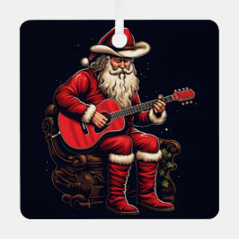 クリスマスサンタ・パリング・ギターホリデー メタルオーナメント