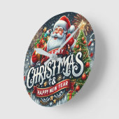 クリスマスサンタ ラウンド壁時計 (傾斜)