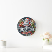 クリスマスサンタ ラウンド壁時計 (ホーム)