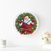 クリスマスサンタ ラージ壁時計 (ホーム)