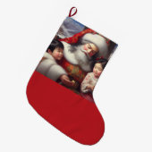 クリスマスサンタ(子供付き) 5 ラージクリスマスストッキング (正面 (吊り時))