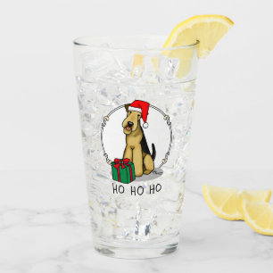 クリスマスサンタAiredale Terrier HO HO HO CUTE タンブラーグラス