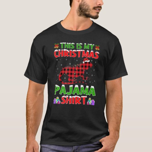 クリスマスサンタHatこれは私のイグアナのクリスマスパジャマ Tシャツ (正面)