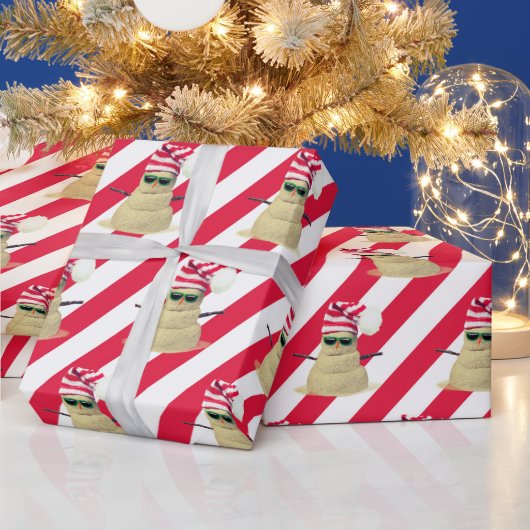 クリスマスサンドマンオンストライプクリスマスラップ紙 ラッピングペーパー (クリスマス)