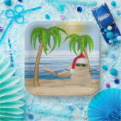 クリスマスサンドマンオントロピカルビーチ ペーパープレート (パーティー)