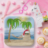 クリスマスサンドマンオントロピカルビーチ ペーパープレート (パーティー)