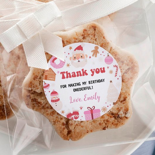 クリスマスサンバースデーパーティーラベル ラウンドシール