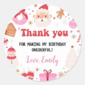 クリスマスサンバースデーパーティーラベル ラウンドシール (正面)