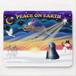 クリスマスサンライズ – チベットテリア(BW) マウスパッド