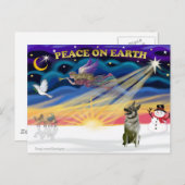 クリスマスサンライズ – ノルウェーエルクハウンド シーズンポストカード (正面/裏面)