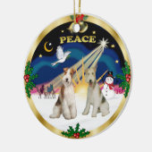 クリスマスサンライズ – 2線キツネテリア セラミックオーナメント (左)