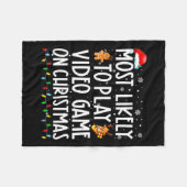 クリスマスサン遊タでビデオゲームをする可能性が最も高い フリースブランケット (正面(横))