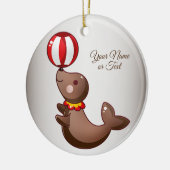 クリスマスサーカスアザラシ赤白ボール セラミックオーナメント (左)