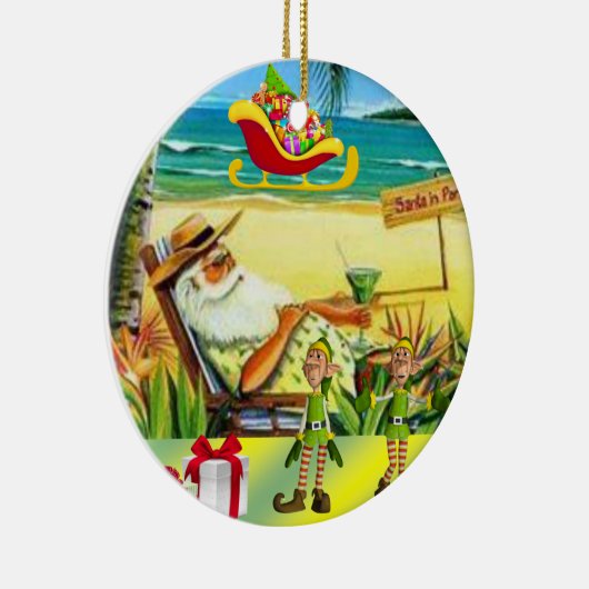クリスマスサークルオーナメントサマービーチサンタ セラミックオーナメント (右)