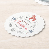 クリスマスサークルオーナメントタイポグラフィ&動物 ペーパーコースター (アングル)