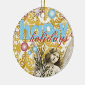 クリスマスサークルオーナメントハッピーホリデーズエンジェル セラミックオーナメント (左)