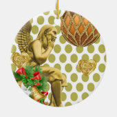クリスマスサークルオーナメント、金ゴールド天使 セラミックオーナメント (裏面)