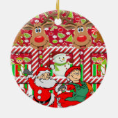 クリスマスサークルオーナメント、雪だるまトナカイ小妖精や小人 セラミックオーナメント (裏面)