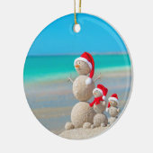 クリスマスサークルオーナメント、雪だるま セラミックオーナメント (左)