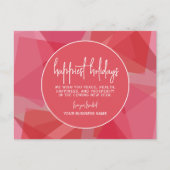 クリスマスサークルモダン抽象芸術赤ピンクの幸せ シーズンポストカード (正面)