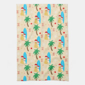 クリスマスサーフィンサンタドッグズキッチンタオル キッチンタオル (縦)