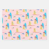 クリスマスサーフィンドッグズシーグルギフトラップセット3 ラッピングペーパーシート (正面)