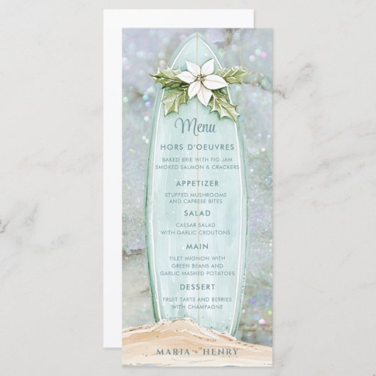 クリスマスサーフボード | 冬のビーチグリッター メニュー (正面/裏面)