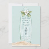 クリスマスサーフボード | 冬のビーチ日付の保存 セーブザデート (正面)