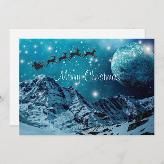 クリスマスサ飛んでいるンタインザスカイホリデーカード シーズンカード (正面/裏面)