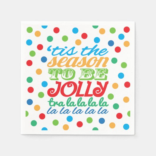 クリスマスザシーズンカラフル紙ナプキン スタンダードカクテルナプキン (正面)