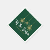 クリスマスザシーズングリーン金ゴールド、ホワイトファミリー スタンダードカクテルナプキン (角)