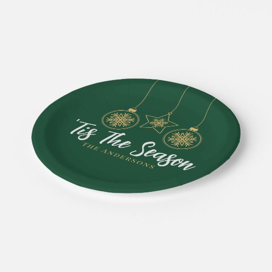 クリスマスザシーズングリーン金ゴールド、ホワイトファミリー ペーパープレート (アングル)
