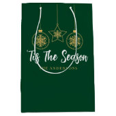 クリスマスザシーズングリーン金ゴールド、ホワイトファミリー ミディアムペーパーバッグ (正面)