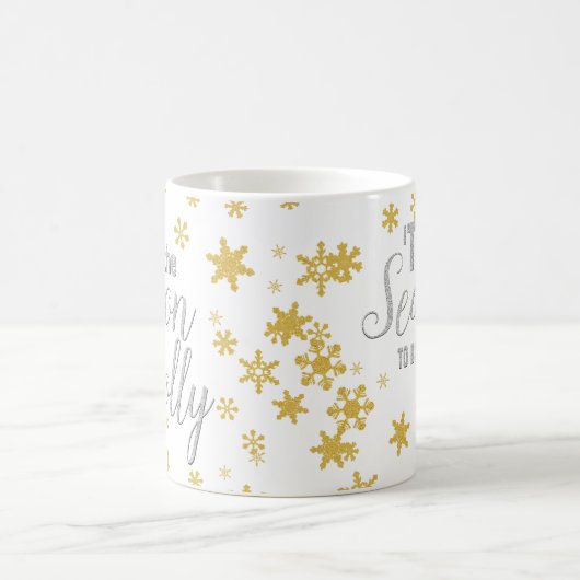 クリスマスザシーズンスノーフレークシルバー金ゴールド コーヒーマグカップ (中央)