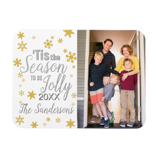 クリスマスザシーズンスノーフレークシルバー金ゴールド マグネット (横)