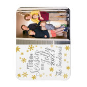 クリスマスザシーズンスノーフレークシルバー金ゴールド マグネット (縦)