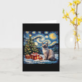 クリスマスシアムネキャットアートファンゴッホザ・スター夜 カード (黄色い花)