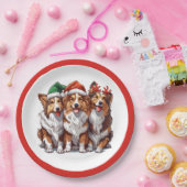 クリスマスシェットランドシェプドッグ ペーパープレート (パーティー)
