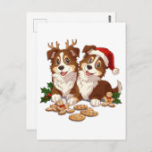 クリスマスシェットランドシェプドッグ ポストカード (正面/裏面)