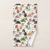 クリスマスシェットランド・ シープドッグシェットランドシェプドッグバスタオルセット バスタオルセット (ハンドタオル)