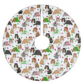 クリスマスシェットランド・ シープドッグシェトランドシェプドッグ ブラッシュドポリエステルツリースカート (正面)