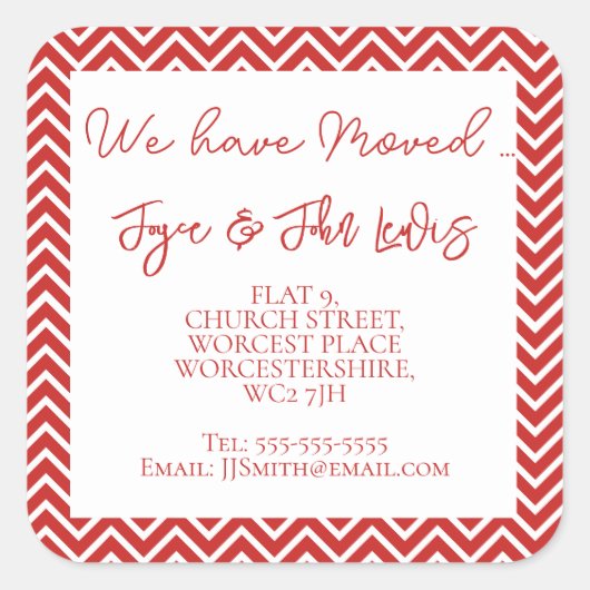 クリスマスシェブロン住所ステッカーの変更 スクエアシール (正面)