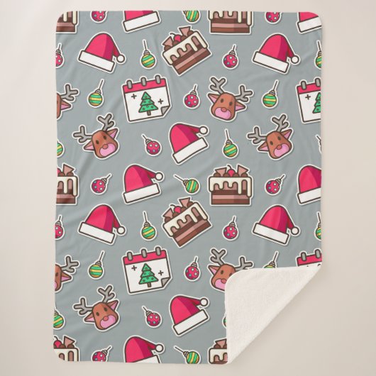 クリスマスシェルパ毛布 シェルパブランケット (正面)