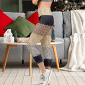 クリスマスシカグラフィック刺繍ウールストライプニット カプリレギンス